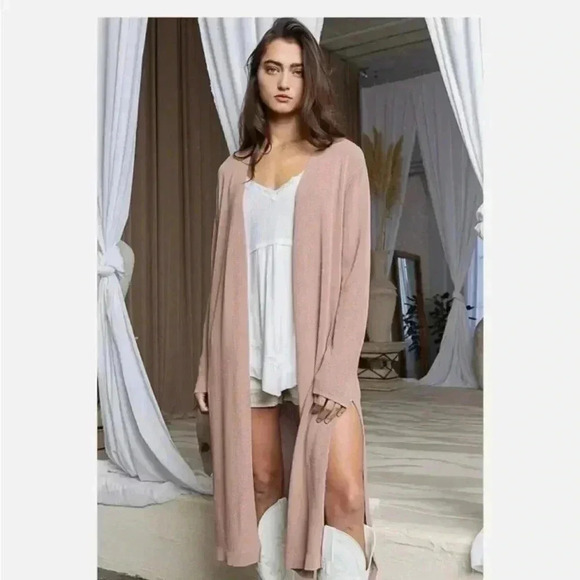 POL Plain Jane Long Basic Cardigan in Dusty Rose pink brown in size small - Picture 7 of 10